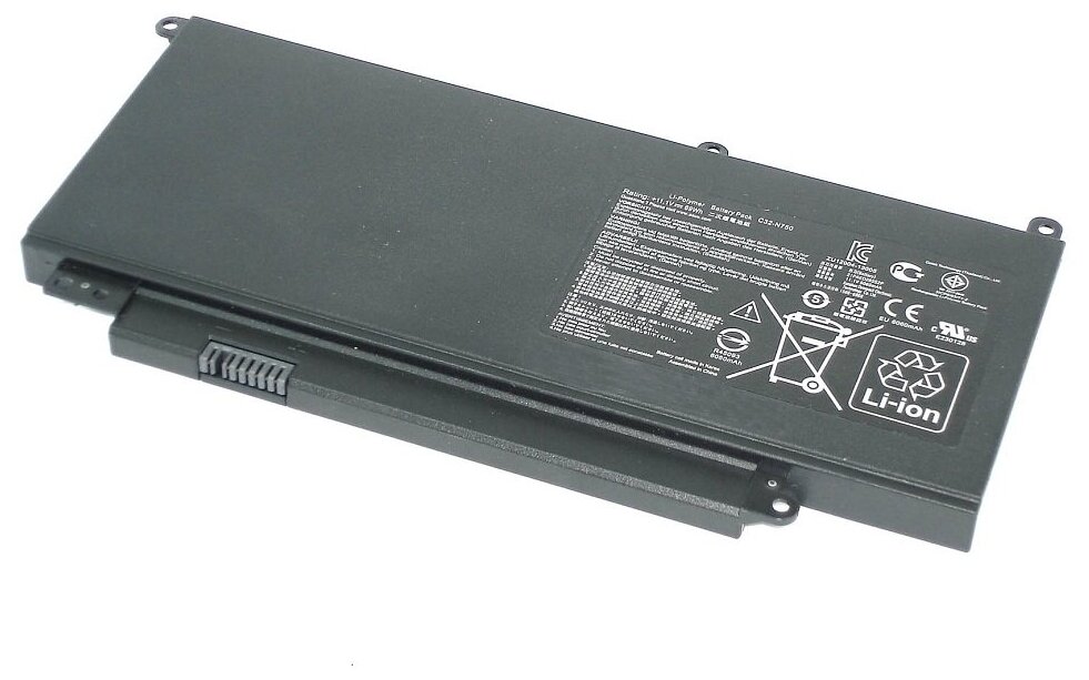 Аккумуляторная батарея для ноутбука Asus N750JK 11.1V 6200mAh C32-N750 черная