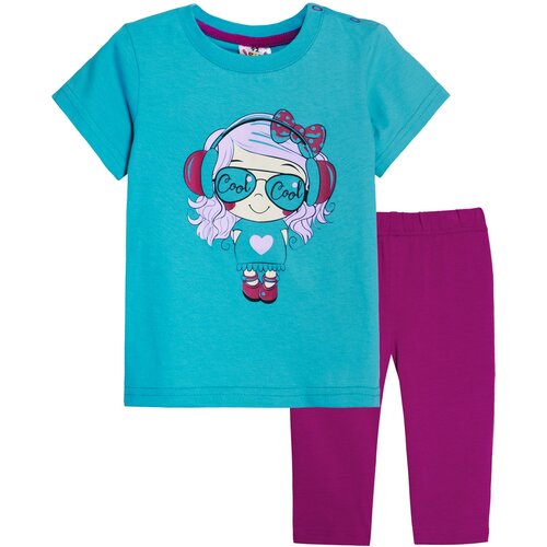 Комплект одежды  Let's Go для девочек, бриджи и футболка, повседневный стиль, без карманов, размер 74, розовый, синий
