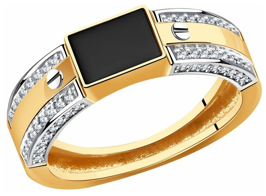 Кольцо Diamant online, золото, 585 проба, оникс, фианит