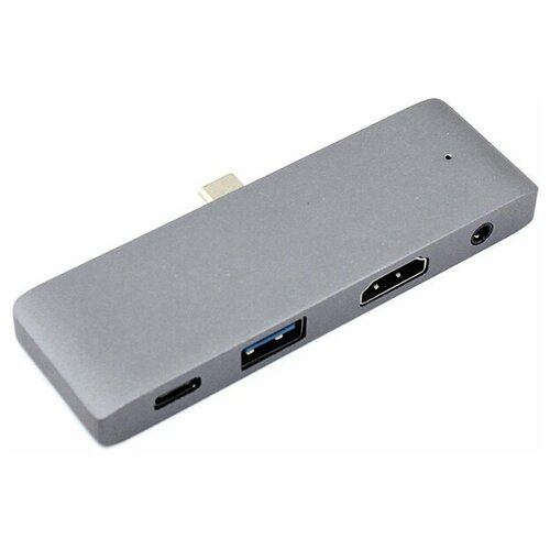 Адаптер Type C на HDMI, USB 3.0 + Audio 3,5 + Type C серый