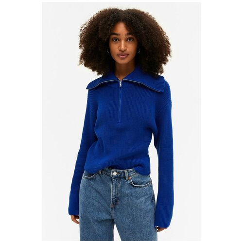 фото Вязаный свитер с молнией - синий - xs monki