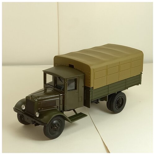 Модель грузовика бортового с тентом Наш Автопром YAG-6 / ЯГ-6, зеленый/матовый, 1:43