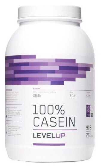 Казеин, LevelUp, 100% Casein, 908 гр., вкус Ваниль, 25 порций