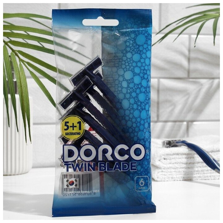 Станок для бритья одноразовый Dorco, 2 лезвия, 5 станков +1 шт.