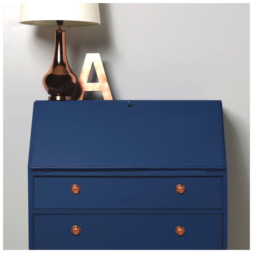 Краска для мебели и декора Chalky Finish, меловая, матовая, акриловая, быстросохнущая, без запаха, 0.245 кг, 0.125 л, Ink Blue (Синий чернильный) - фотография № 9