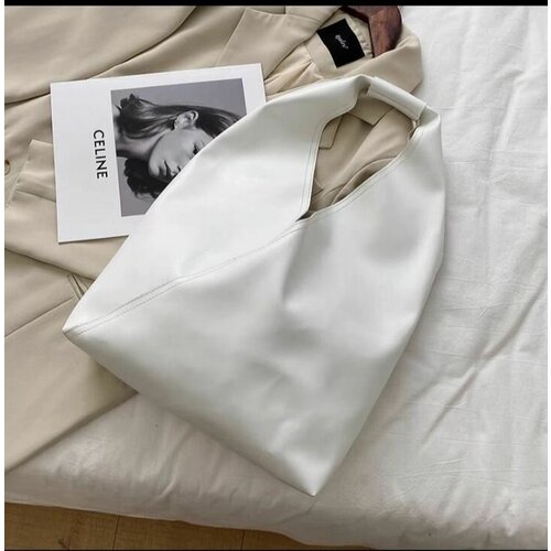 Сумка  шоппер  повседневная, искусственная кожа, вмещает А4, белый