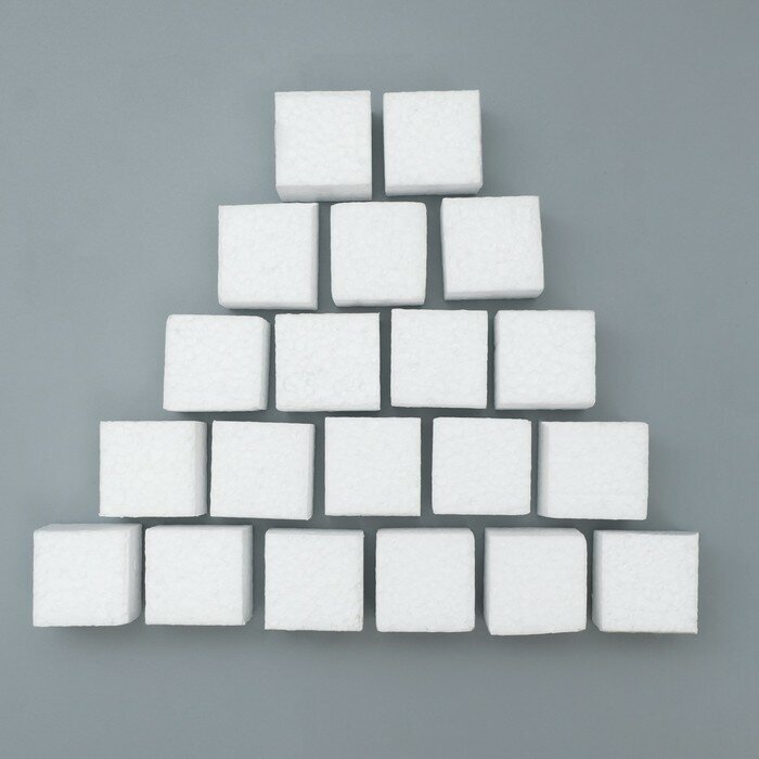Набор заготовок из пенопласта КНР "Кубик" 3 см, 20 шт, универсальных, цвет белый