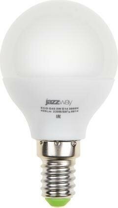 Светодиодная лампа JazzWay PLED ECO 5W эквивалент 40W 3000K 400Лм Е14 шар