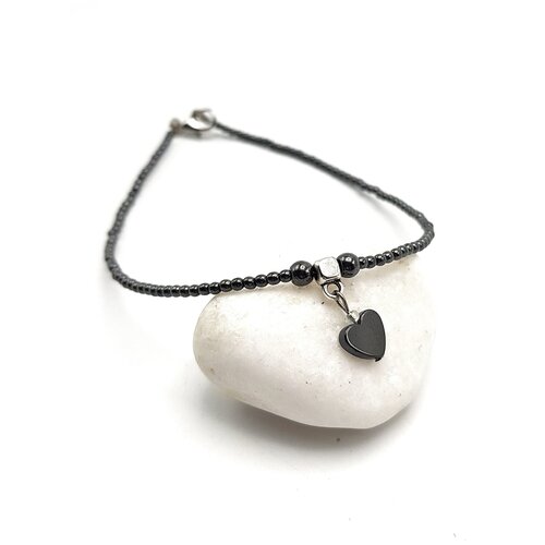 фото Браслет, гематит, искусственный камень, размер 16 см, серый hrustalek