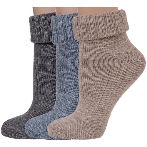фото Комплект из 3 пар женских шерстяных носков rusocks (орудьевский трикотаж) микс 10, размер 23-25 (36-39)