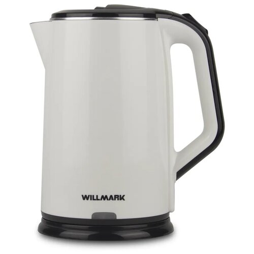 чайник электрический willmark wek 1808ss белый Чайник электрический WILLMARK WEK-2012PS, пластик, колба металл, 2 л, 2000 Вт, бело-черный