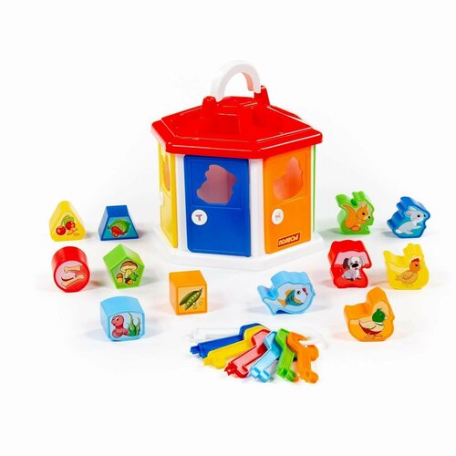 Сортер Домик логический (в сеточке) 18,5х19,5 см