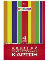 Цветной картон гофрированный Creative Set Hatber, A4, 4 л., 4 цв.
