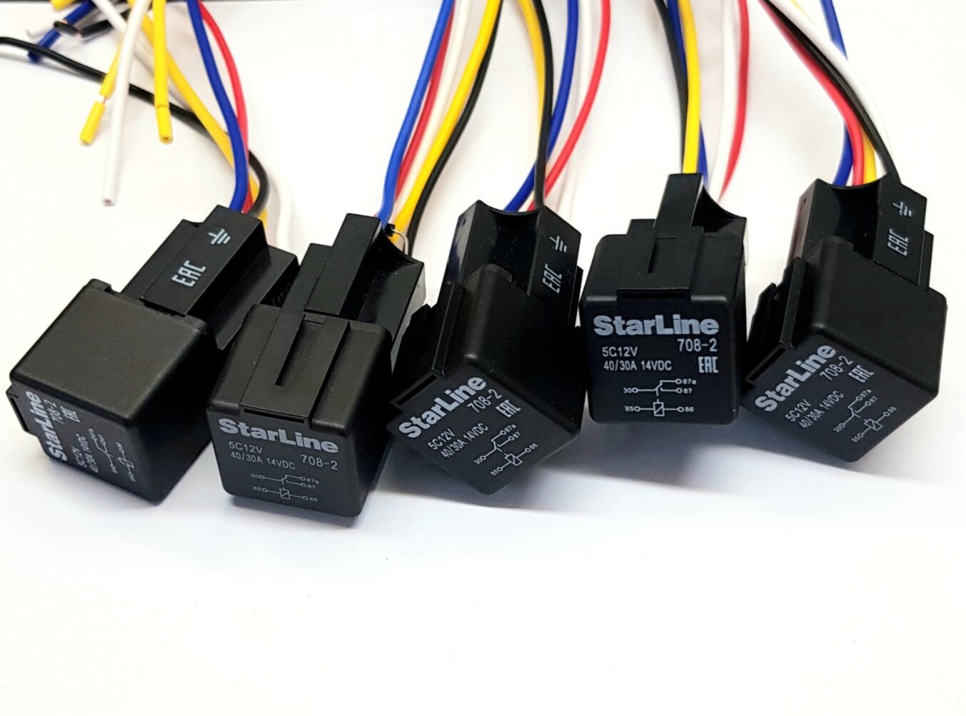 фото Реле 5-контактное с колодкой StarLine 5С12V (40/30А, 12 вольт) - комплект 5шт