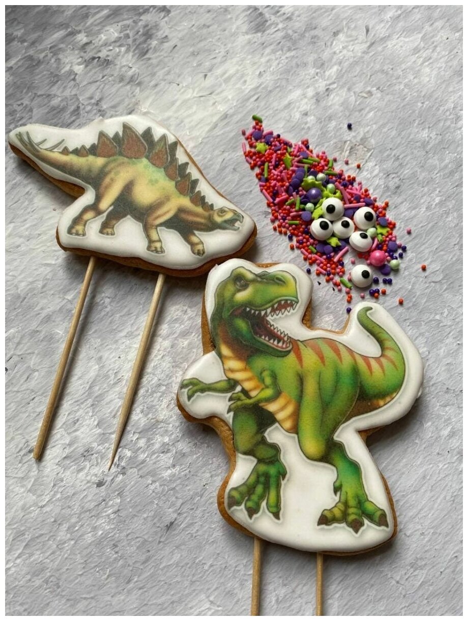 Пряники для торта Динозавры декор - фотография № 2