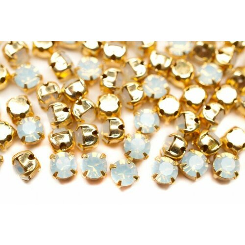 Шатоны Preciosa Maxima 4мм в оправе, цвет white opal DF/gold, 63-041, 10шт