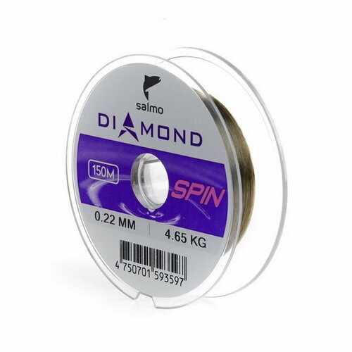 фото Леска монофильная diamond spin, диаметр 0.22 мм, тест 4.65 кг, 150 м, светло-зелёная, 10 шт. salmo