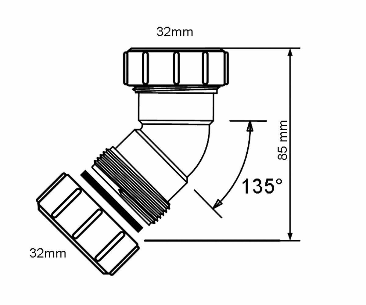 Отвод на 135 компрессионный Ду32мм цвет-белый - фотография № 2