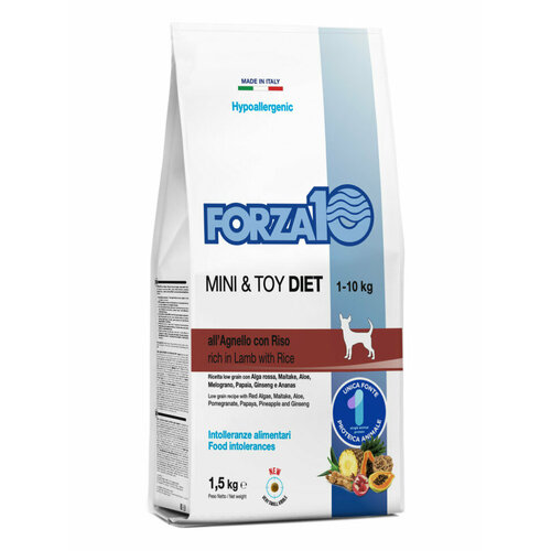 Forza10 Mini Diet Agnello con Riso сухой гипоаллергенный корм для взрослых собак мелких пород с ягнёнком и рисом - 1,5 кг