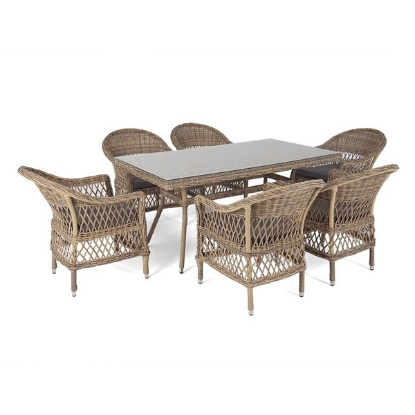 фото Обеденная группа из искусственного ротанга на 6 персоны, цвет соломенный 4SIS Амароне AmC6T-7-SET