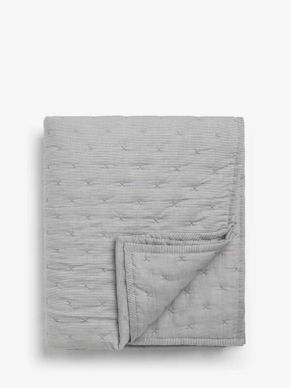 Покрывало John Lewis Chambray Stripe Reversible Quilted (Blue)