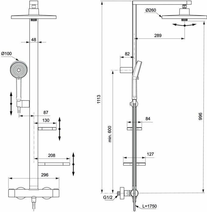 Душевая стойка Ideal Standard BD583XG - фото №4
