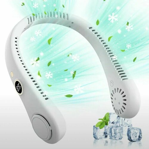 По USB на шею Портртативный беспроводной вентиляторативный мини вентилятор с дисплеем для обдува шеи Белый 139000₽