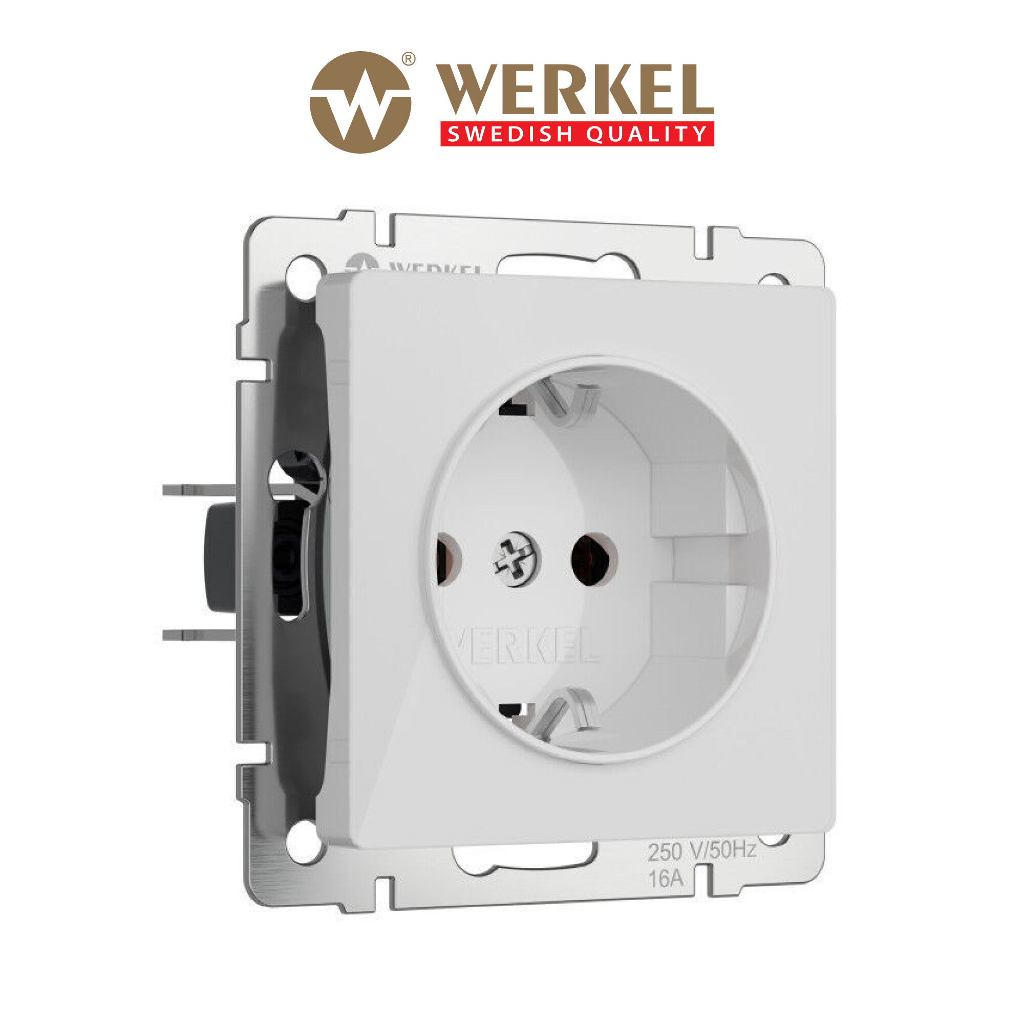 Розетка с заземлением Werkel W1171041 белый акрил IP20