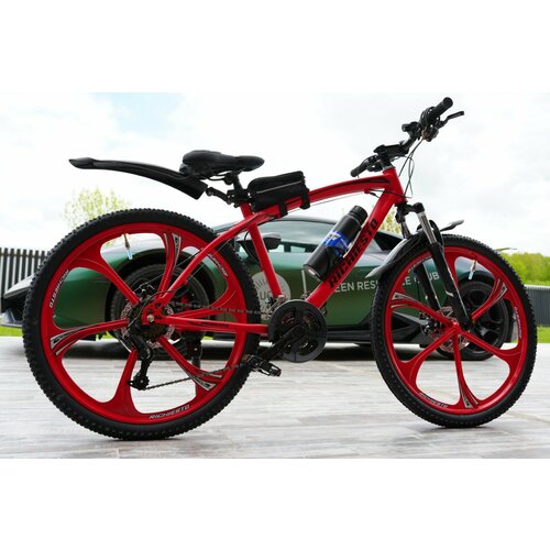 Велосипед Richiesto 26 колёса литые Алюминиевые диски Рама 18 Горный Взрослый Подростковый Спортивный красный с черным 27700₽