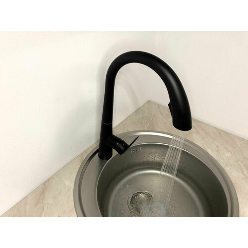 Смеситель для кухни с выдвижным изливом (2 вида струи)