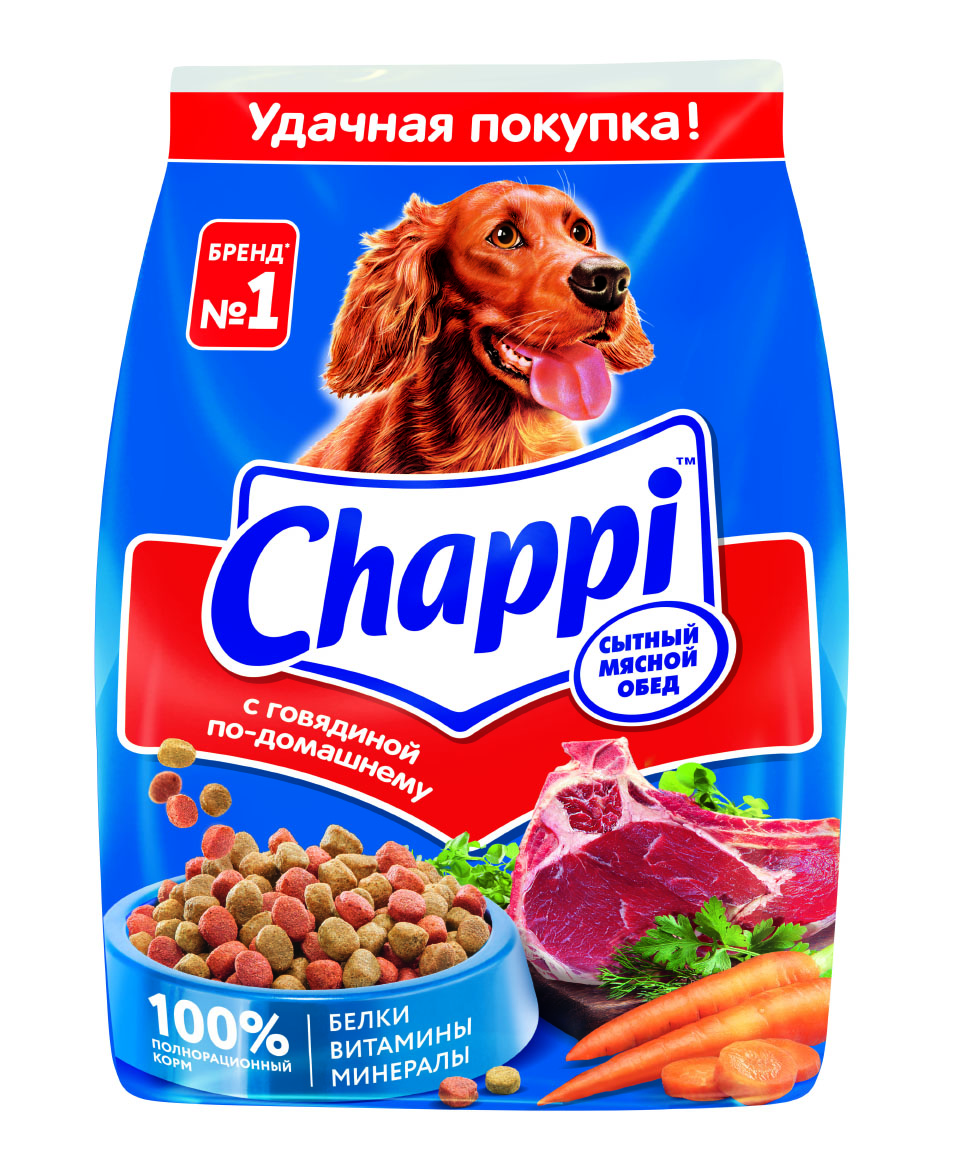 Корм сухой для взрослых собак CHAPPI Сытный мясной обед с говядиной, для всех пород, 600г