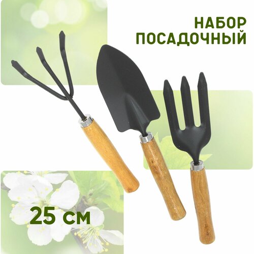 Набор посадочный садовый 3 инструмента с деревянной ручкой 25 см 487₽