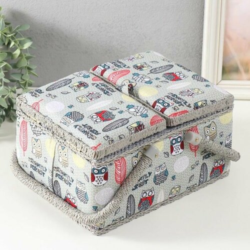 Шкатулка для рукоделия Совы и перья 19х26х14,5 см