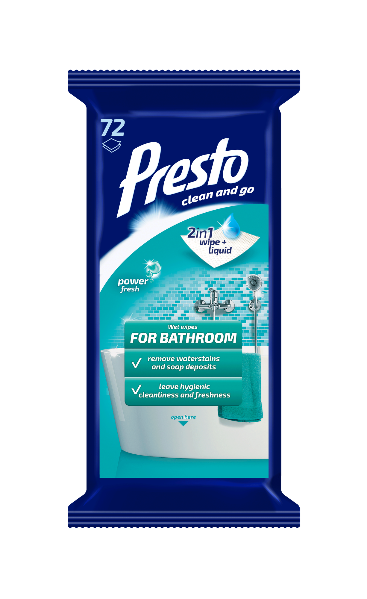 фото Влажные салфетки Presto для ванной 72 шт