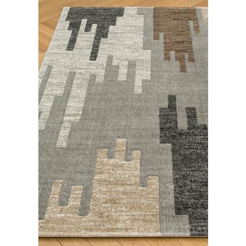 Ковер на пол 2 на 3 м в спальню, гостиную, тёмно-серый, серый Soho 1166-18411