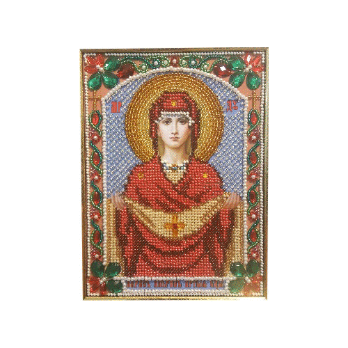 Набор для вышивания бисером с камнями и жемчугом К-14 Икона Покров Пресвятой Богородицы 13х18 890₽