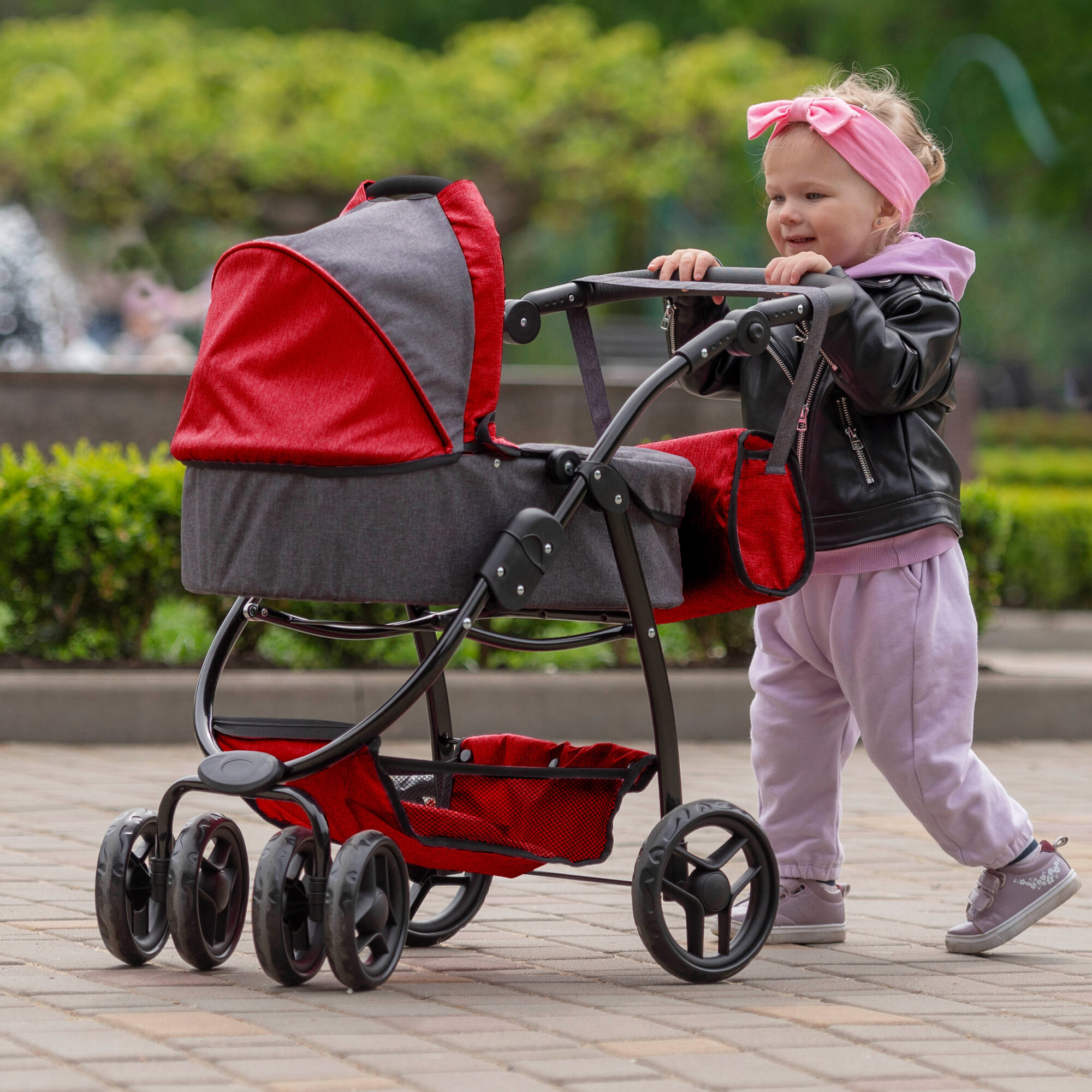 Детские Коляски Xiaomi Коляска-трансформер 2в1 для кукол Carrello Avanti, для кукол 55 см, красная