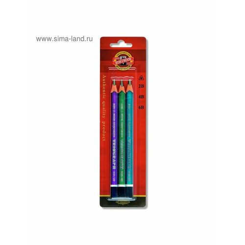 Набор карандашей чернографитных 3 штуки 2B-6B для рисова 1029₽