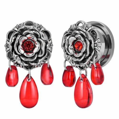 Серьги одиночные размер 10 мм красный серебряный 1244₽