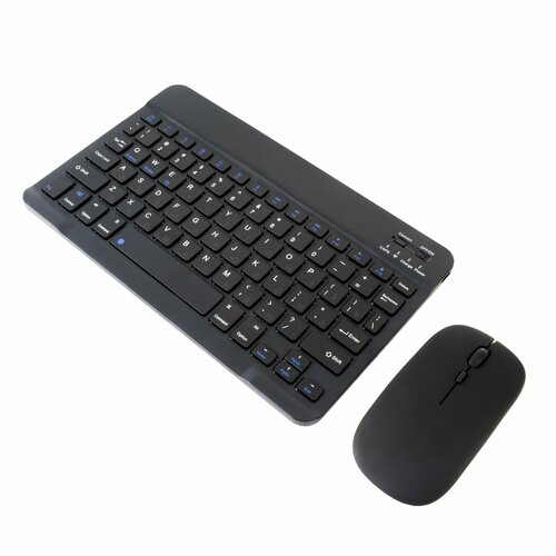 Клавиатура с подсветкой + мышь, Bluetooth, компактная для смартфона, планшета, беспроводная с зарядкой, Vivacat, черный