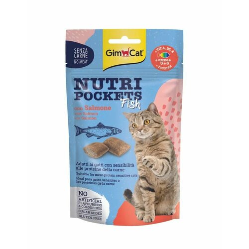 Gimcat лакомство для кошек, подушечки с лососем (3шт по 60г)