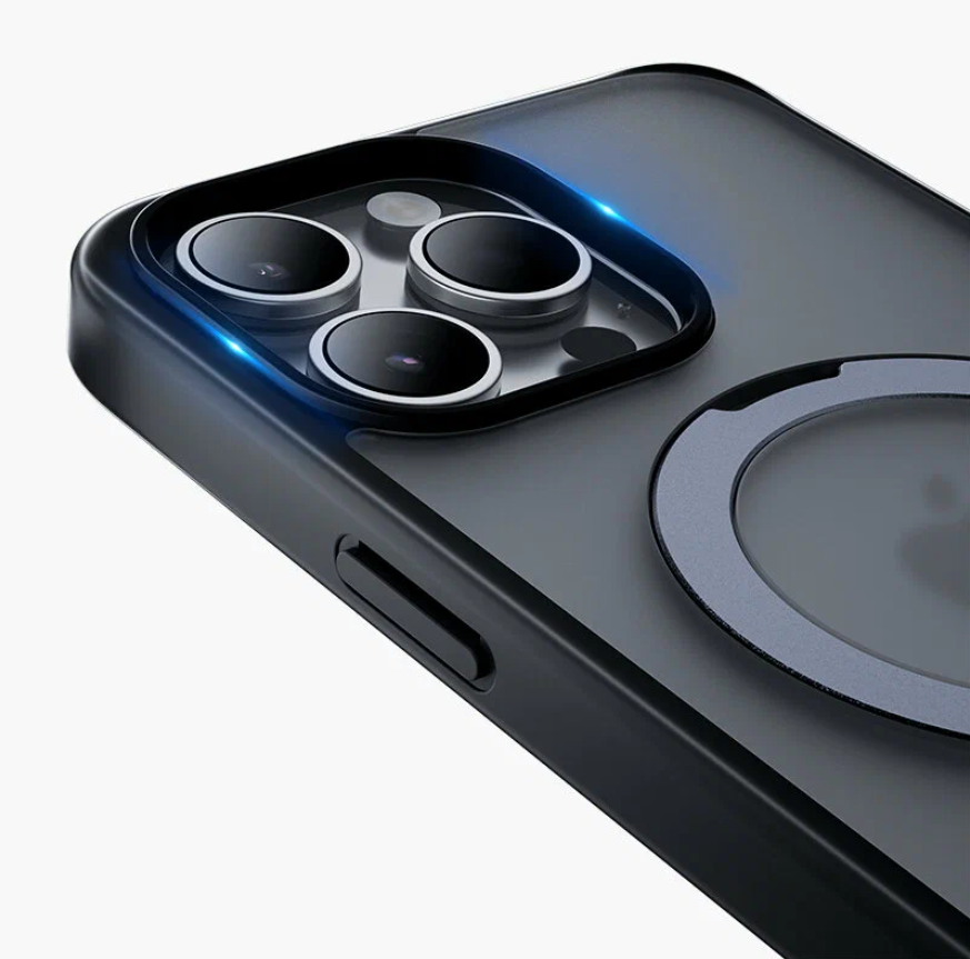 Чехол Магнитная застежка-кольцо Keephone Magico MagSafe для iPhone 15 Pro Max-Прозрачный Синий — фото 1