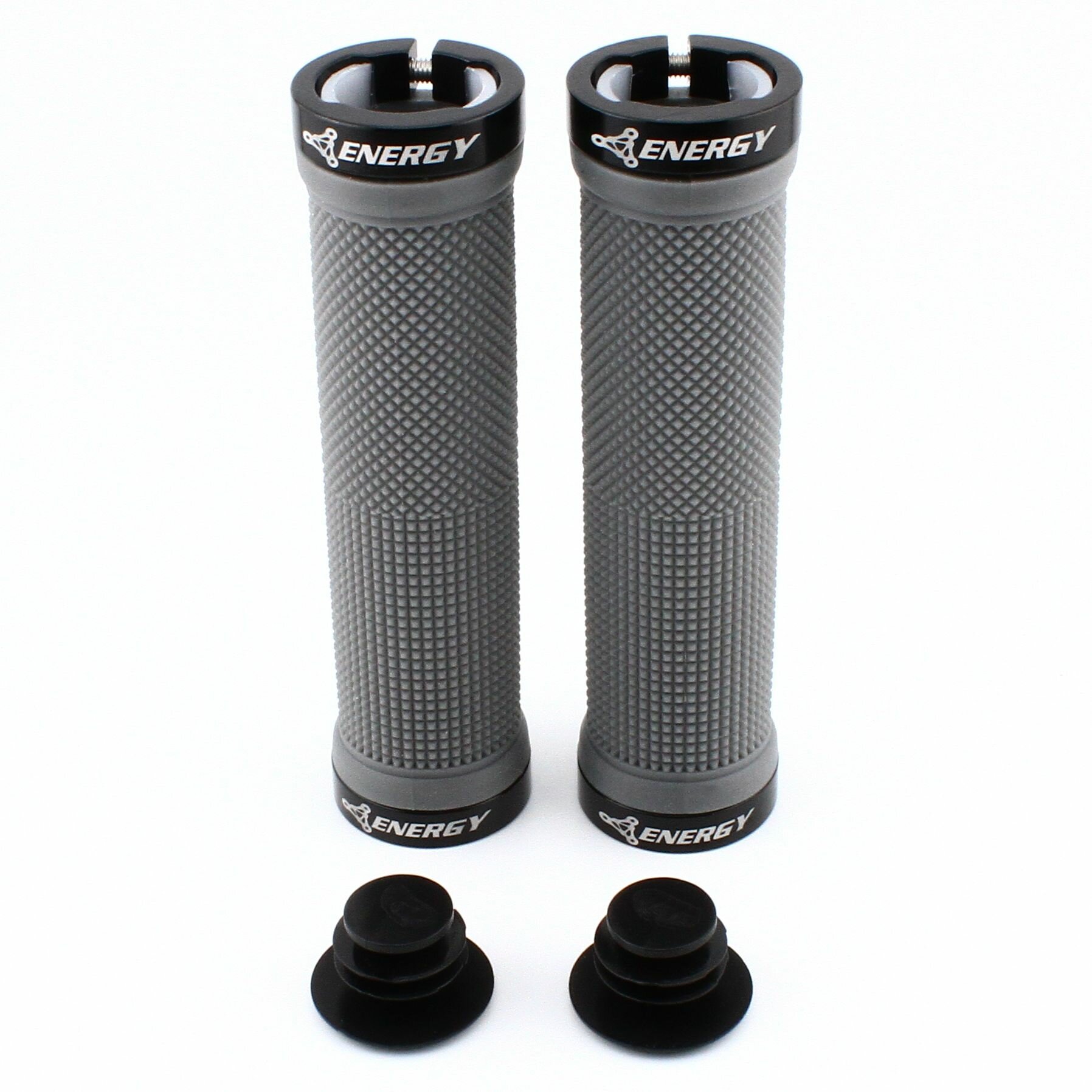 Грипсы ручки велосипеда Energy Ride, 130 мм, серые с чёрными кольцами — фото 1