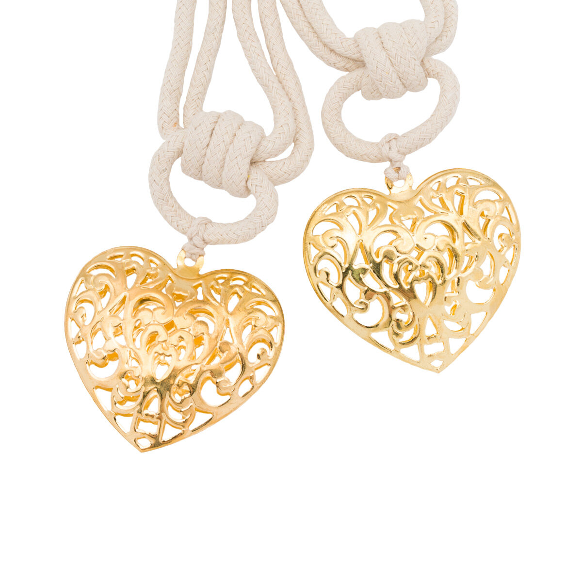 Подхват для штор в виде шнура с подвеской 'Сердце', 6х6,7 см, золотой, Айрис — фото 1