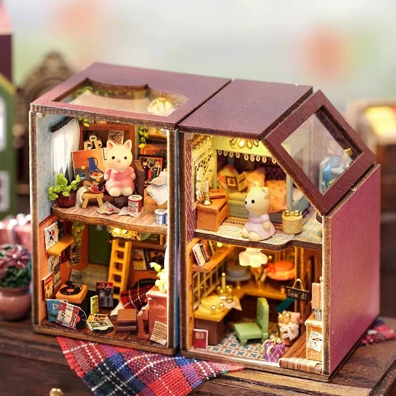 Миниатюрный деревянный кукольный домик BOA ROOM "Кролик", QH0406