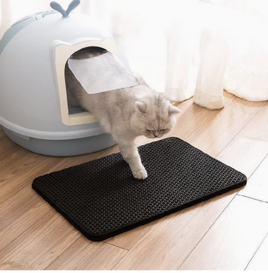 Коврик под миску для кошек и собак двухслойной черный 30x45 см