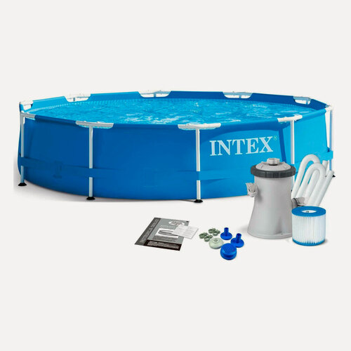 Изображение товара Бассейн каркасный Intex Metal Frame 28202, 305х76 см, 4485 л, фильтр-насос 1250 л/ч, синий