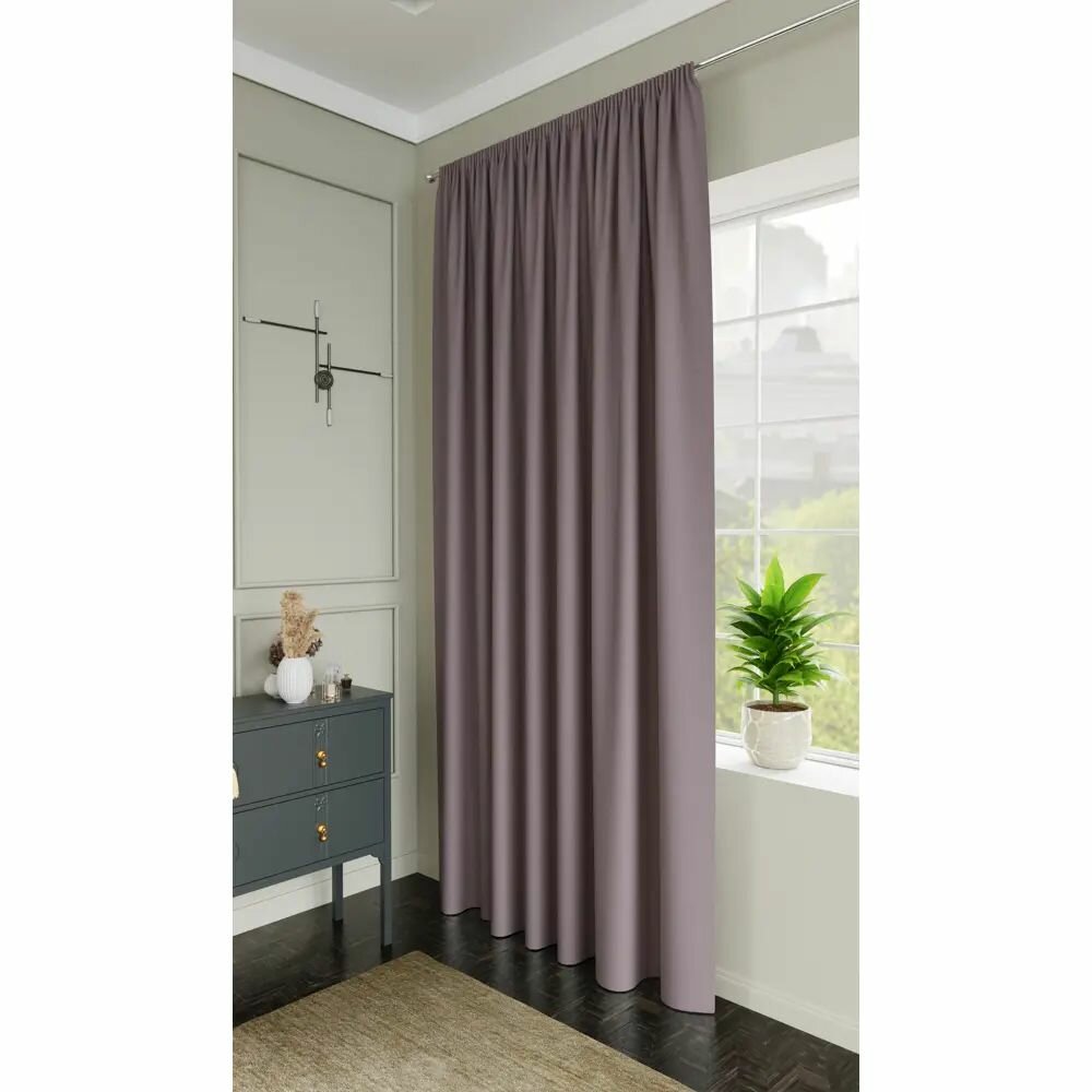 Штора на ленте со скрытыми петлями Pharu 140x280 см цвет фиолетовый