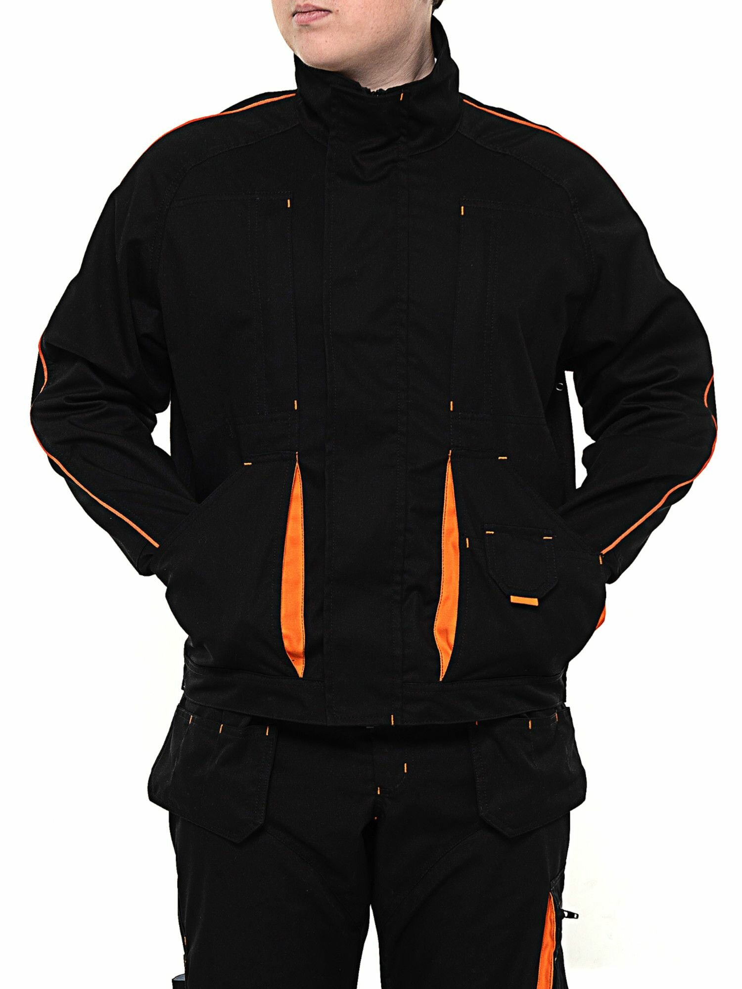 Куртка рабочая Мастер мужская черная Ч размер 64-66 рост 182-188 летняя много карманов плотная ткань