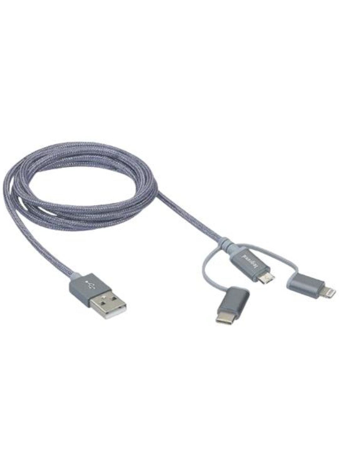 Зарядный кабель Legrand 3 в 1, USB-Lightning + USB-Type C + Micro-USB — фото 1